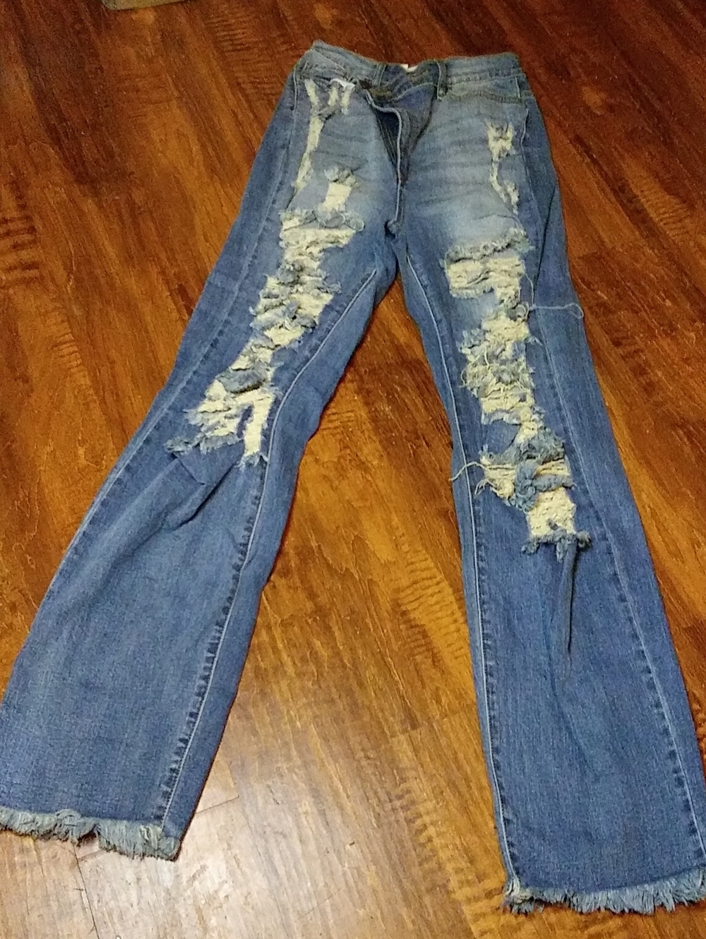Aphrodite Ripped Blue Flare Jeans